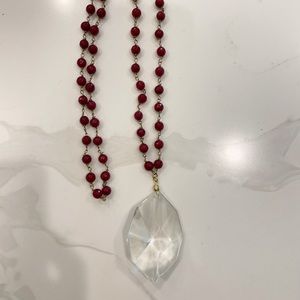 Long necklace with clear stone